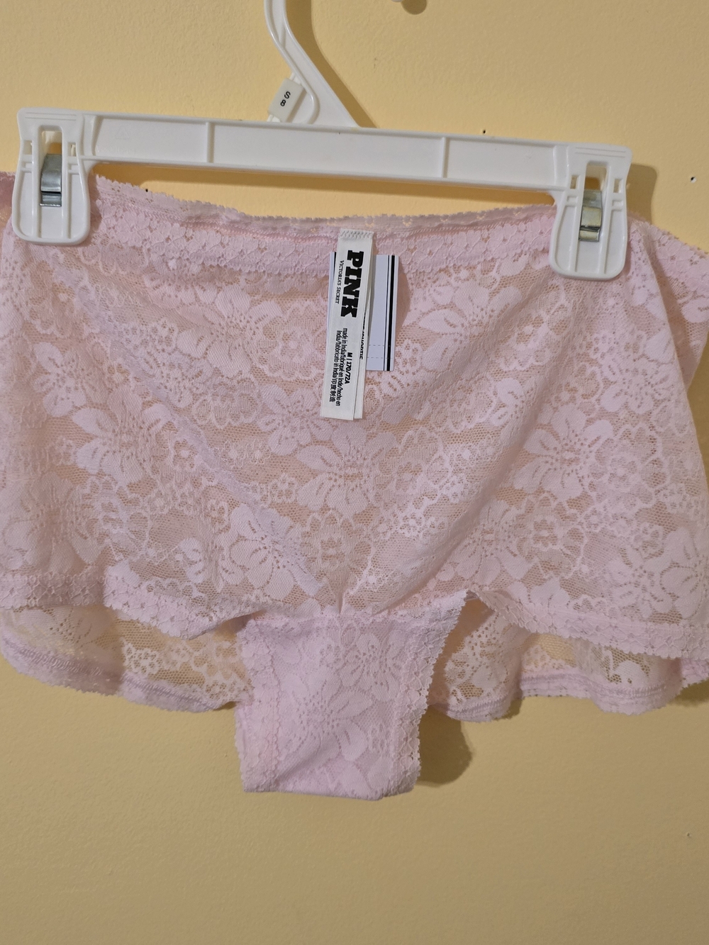 Victoria's Secret PINK Light Pink Lace Boyshort Panty